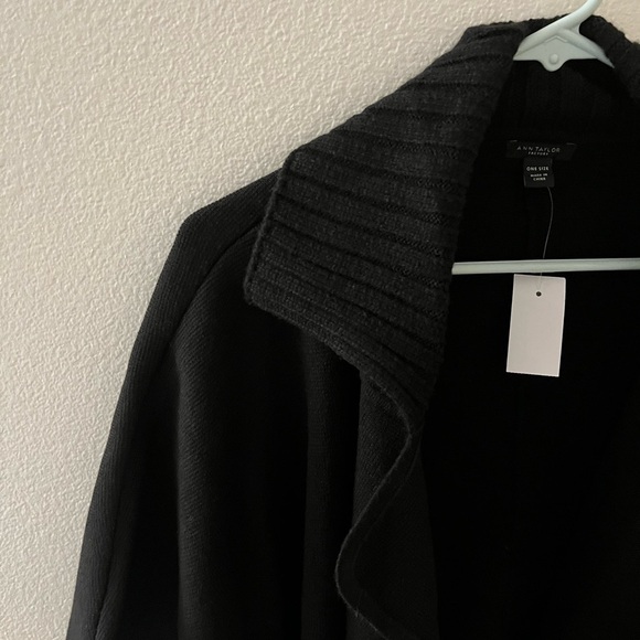 Ann Taylor Factory NWT One Size Black 3/4 Sleeve Boxy open front cardigan - Picture 2 of 8
